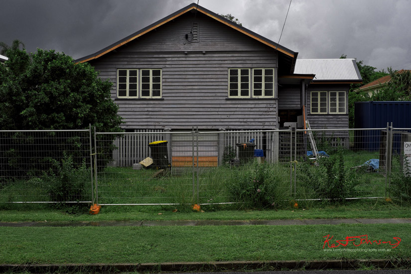 Soon to be renovated; weatherboard home with timber fenestration on understory, casement windows Seven Hills. Post WW2 Brisbane vernacular architecture.