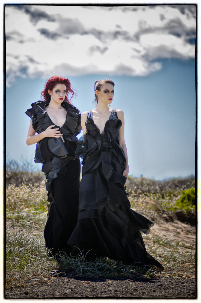 The Girls Who Fell To Earth, Fashion Editorial Photography Sydney by Kent Johnson, Double Shot, Strega Gowns.