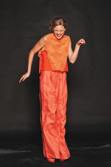 JUMP! Sydney Couture Studio Shoot, custom print orange fashion fabrics. Photography by Kent Johnson