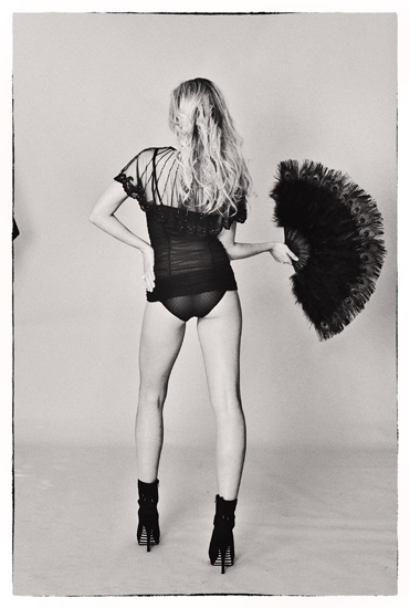 Sydney Fashion - Couture Lingerie Advertising Campaign - Bra and House Coat with feathers, model Carly Everett