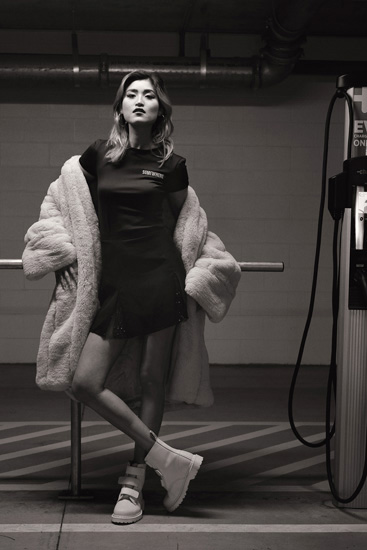 Night photoshoot for casual and activewear label Somewhere. Photographed by Kent Johnson.