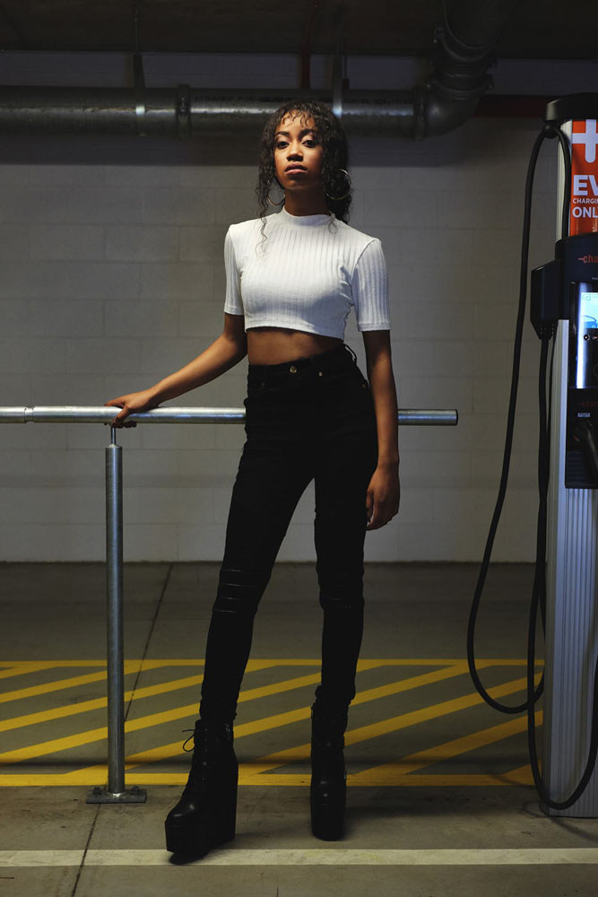 Somewhere The label, model photographed in an underground carpark