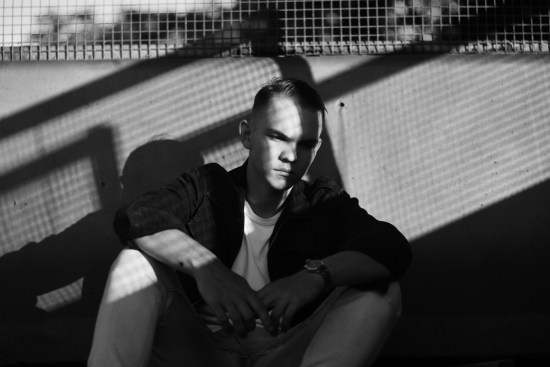 Moody black and white with heavy shadows for a Male modelling portfolio, Sydney, Australia.