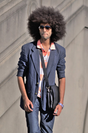 Male model with afro hair style.