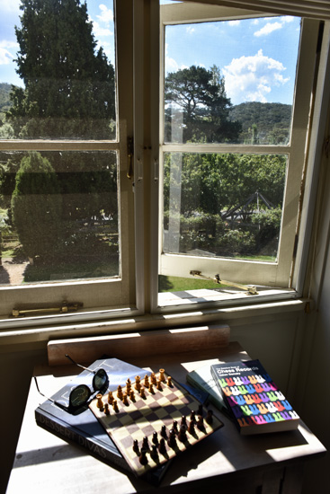 A view out the dormer window, Historic Inn Superior Room. Hotel interior and travel photography by Kent Johnson.