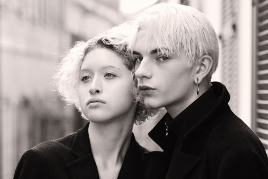 Models, double fashion head shot, male and female model, Milan, Italy.