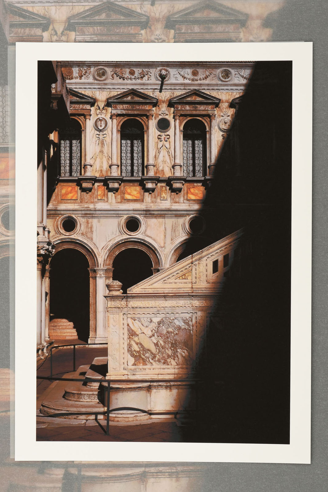 Courtyard Doge’s Palace, Scala dei Giganti - the Giants’ Staircase in prfile, with deep shadow - Sydney an exhibition of photographs by Kent Johnson