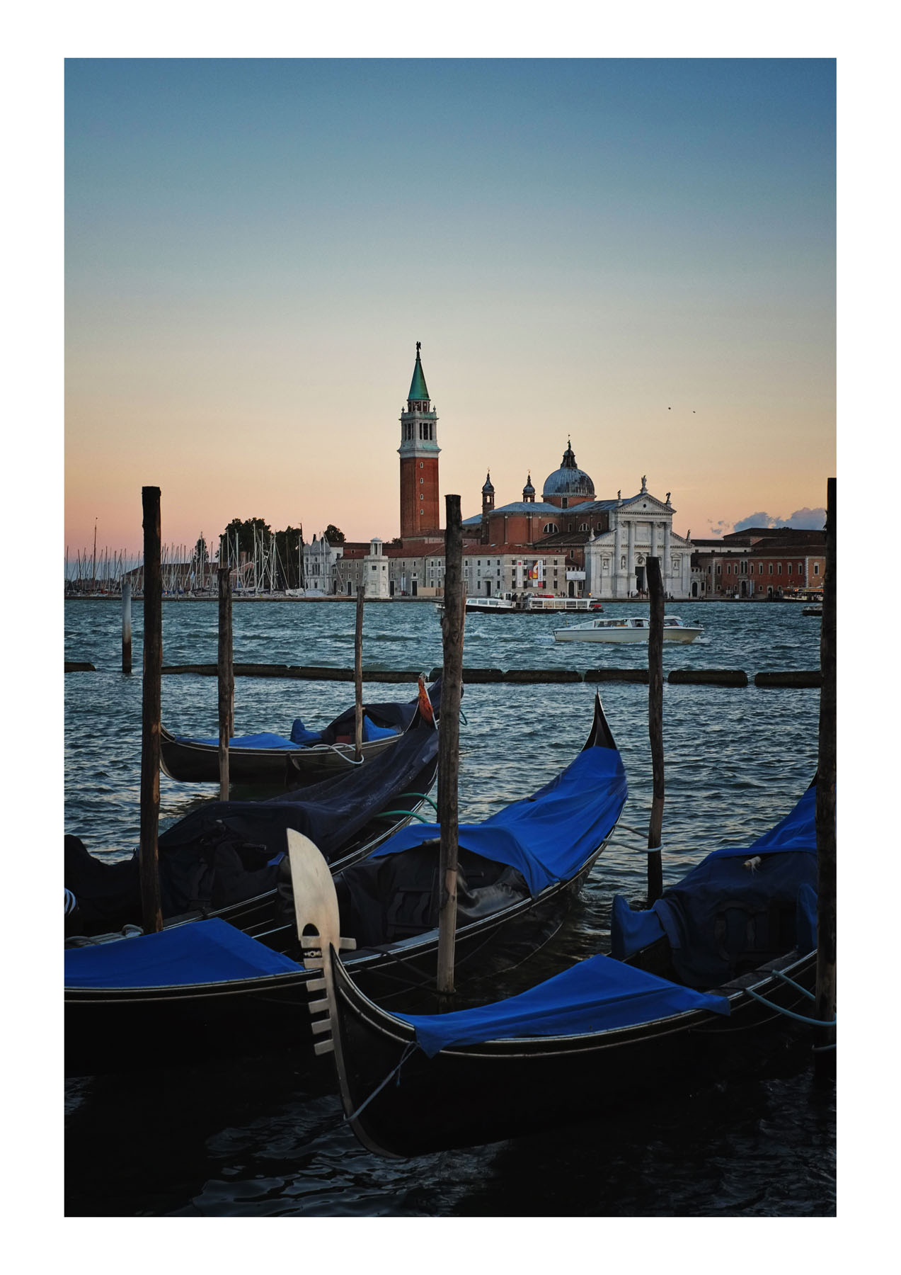 Gondolas at sunset. La Serenissima an exhibition of photographs and fine art prints by Kent Johnson